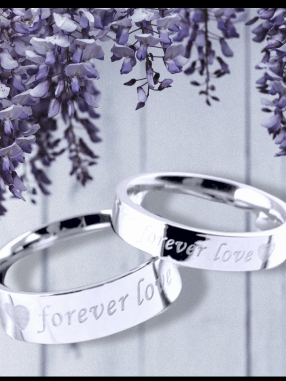 NWT Silver 2 Ring Set *Forever Love* Stainless Steel Band Rings
